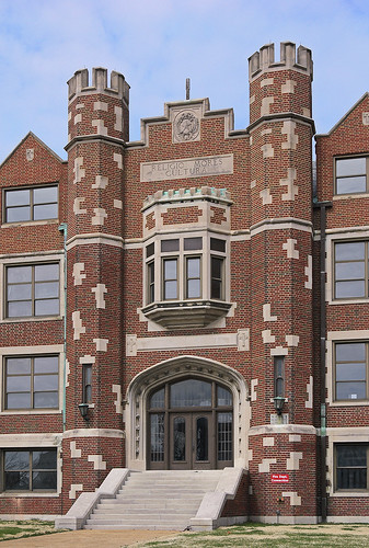 The former Christian Brothers College High School, in Clayton, Missouri, USA - front door