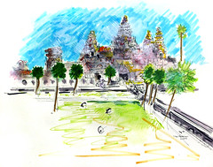 Angkor Wat From Across the Lawn