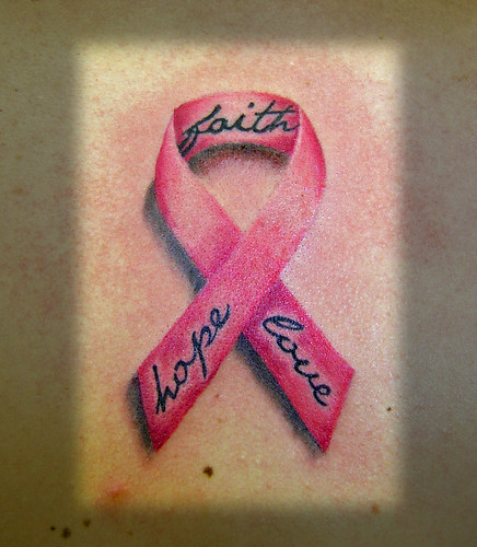 breast cancer ribbon tattoo. Pink Breast Cancer Ribbon