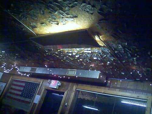 nick's in the sticks dollar bill ceiling. Nicks dollar bill ceiling