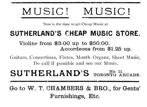 Vintage Ad #757: Sutherland's Cheap Music Store