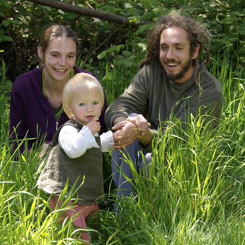 Family in tall grass
