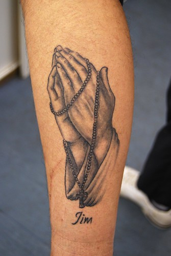 tattoos of praying hands with cross. praying hands tattoo, healed