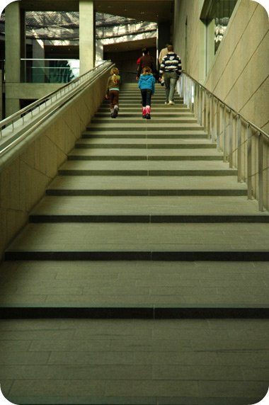 Climbing the stairs at the National Gallery