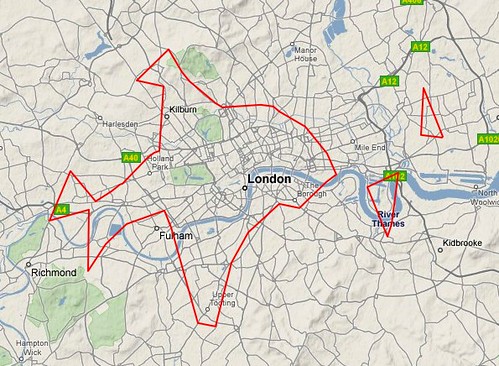 London dopplr places, filtered to only places my social network has been to, clustrd