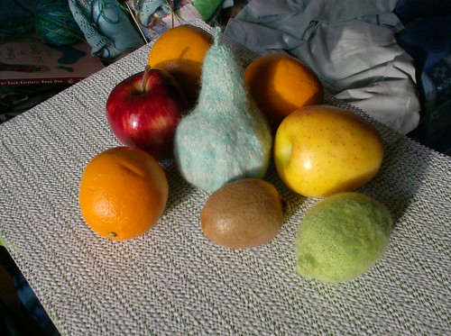 Knitted fruit still life