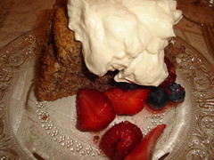 Almond Cake with Whipped Cream & Berries