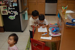 Owen and Ronak scribbling in their favorite colors