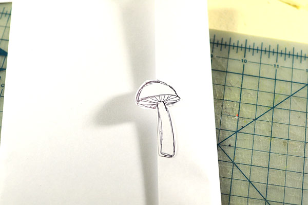 mushroom log pop-up card envelope