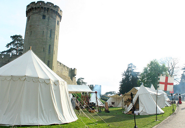 Warwick Castle with re-enactment camp