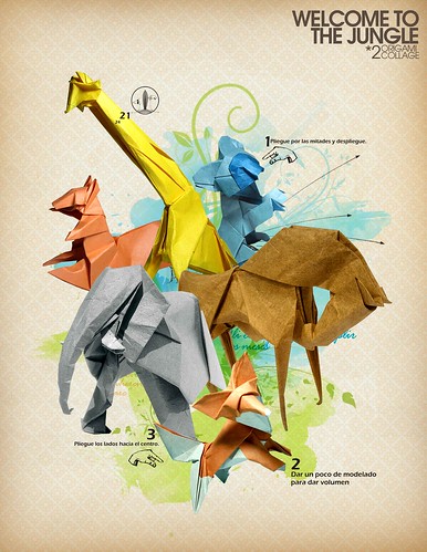 Welcome to the jungle 2, Collage origami (collab) by Javier Piragauta.
