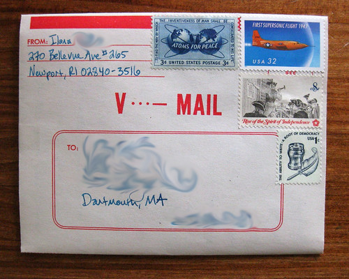 V-Mail letter (modern on vintage) with vintage stamps