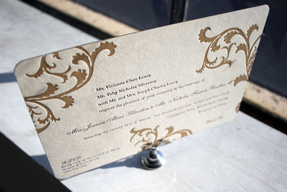 Vettore letterpress wedding invitations - 2 colors - Smock 