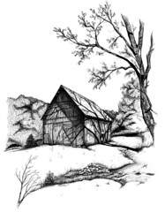 Slow Road Barn ~ art by Ron Campbell