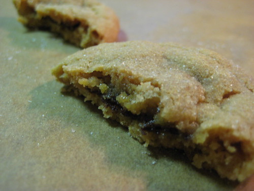 peanut butter cookie with chocolate ganache filling