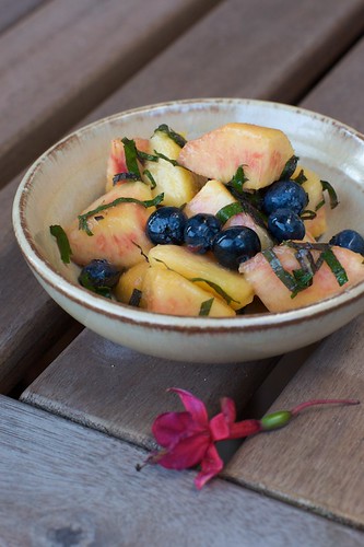 Peach, Blueberries & Shiso Salad