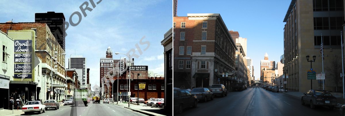 10th and Locust looking East, 1979 and 2009