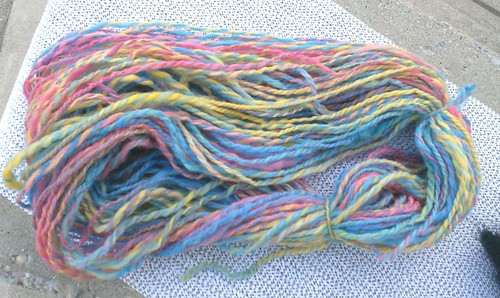 Rainbow colored corriedale handspun yarn