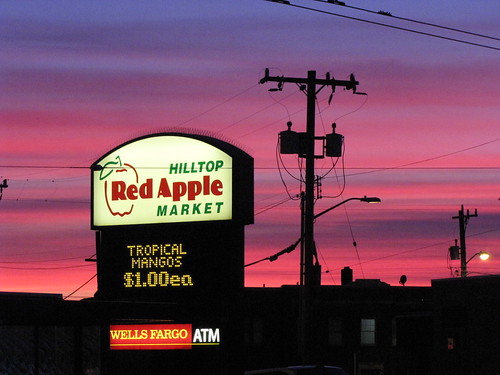 Red sky over Red Apple, Sunday evening. Photo by Wendi.