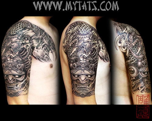 dragon half sleeve and chest tattoo Tattoos Gallery