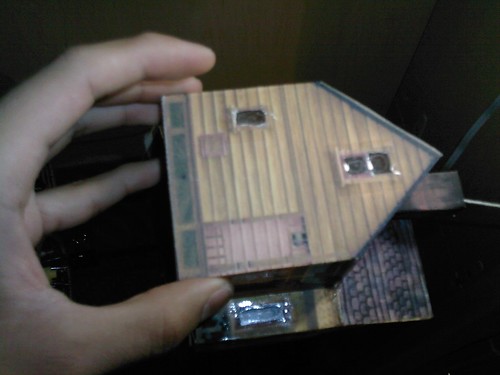 pixar up house model. You can tell here that I added windows to my cardboard model house.