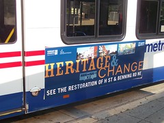 Heritage & Change bus advertisement for H Street NE, DC