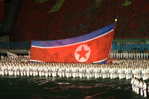 north korea flag picture. The North Korean flag