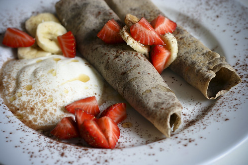 Fruit-Filled Crepes with Yogurt and Honey