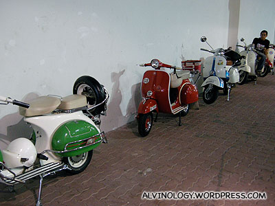 The Vespas on standby for the red carpet entrance