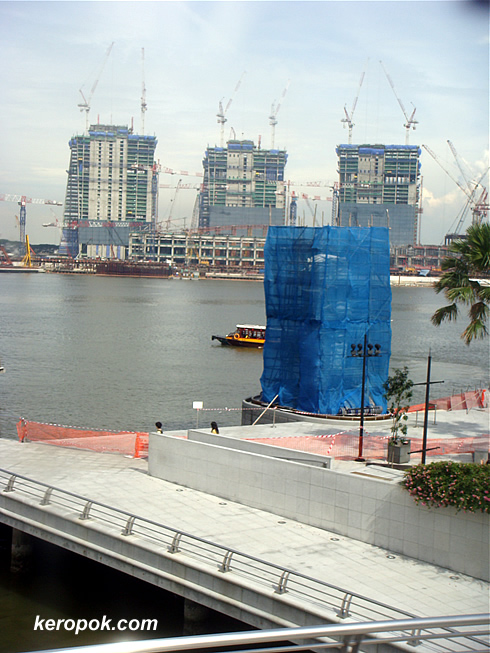 Merlion covered up for repairs...