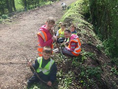 Junior Ecology Group members at work on the Mountsorrel Railway planting wild flowers