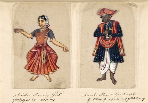 007- Bailarina y maestro de danza hindúes-Seventy two specimens of castes in India 1837