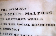 Malthus is buried in the foyer of Bath Abbey