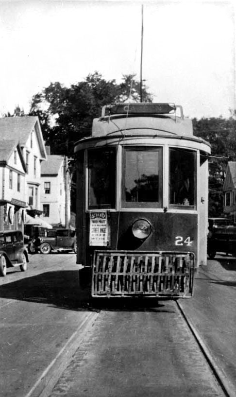 Rockland Thomaston and Camden Street Railway Car number 24 on Main St. Camden, Maine