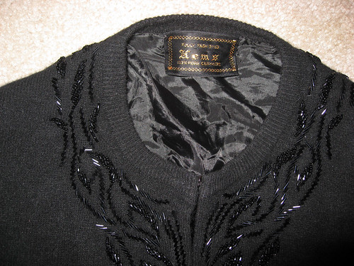 sweater hems black cashmere with beads tag