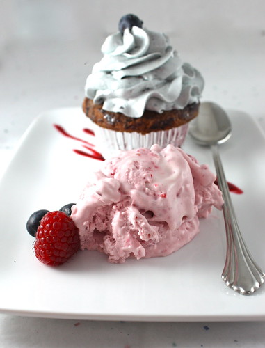 Blueberry Cupcakes & Raspberry Cream Cheese Ice Cream
