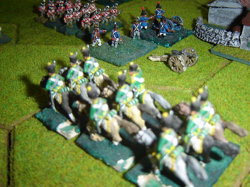 French Hussars make an attempt on the guns north of Hougomont