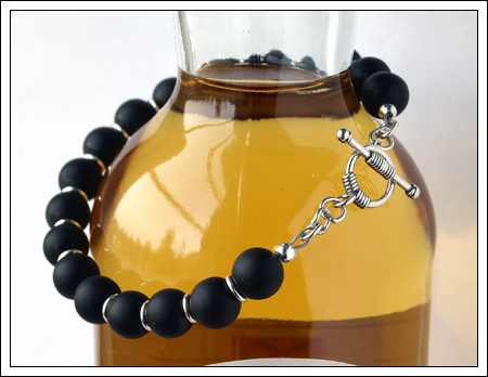 Black onyx & silver bracelet