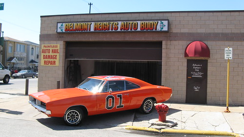 The Dukes of Hazzard TV show General Lee car at the Belmont Heights Auto Body Shop. Chicago Illinois. April 2009. by Eddie from Chicago