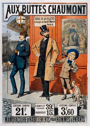 017- Affiche publicitario trajes para hombres y niños-siglo XIX