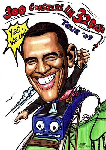 Caricature of Barack Obama roller coaster A4