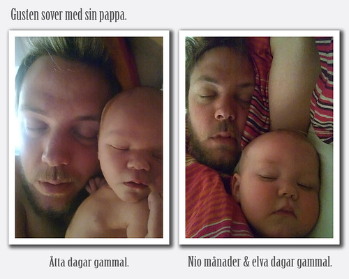 Gusten sover med sin pappa by you.