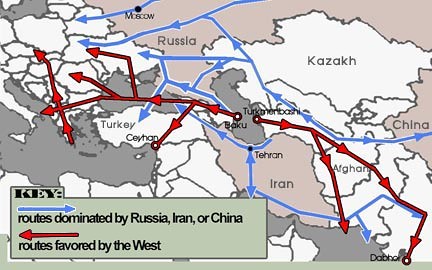 pipeline routes, afghanistan, caspian sea