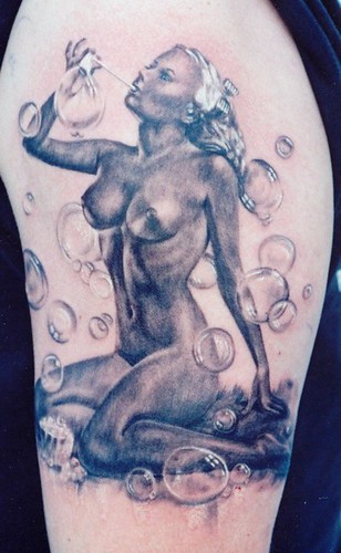 Sweet, bubbles. by Independent Tattoo. black and gray tattoo by Matthew Amey