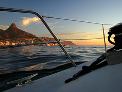 Ahoy Cape Town !!! Lions Head and the Twelve Apostles as seen from the "Tigresse"