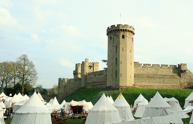 Warwick Castle with re-enactment camp