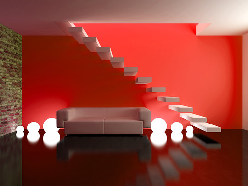 Modern Red Minimalist Interior Design Idea