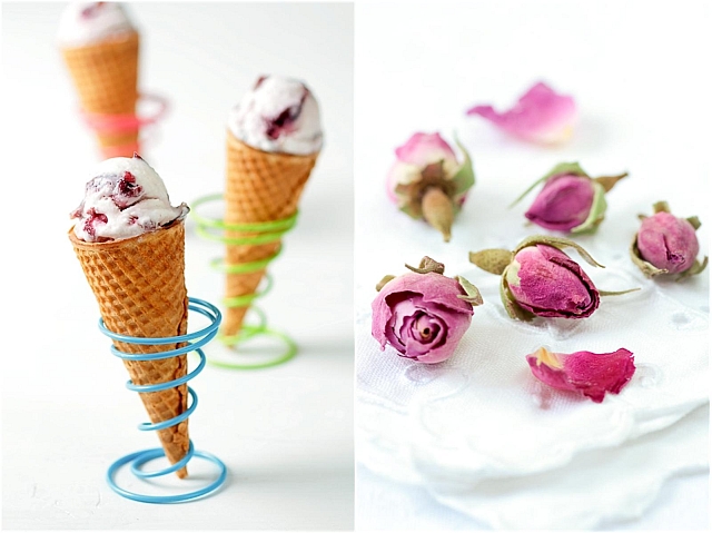 Cherry-Rose and Coconut Ice Cream