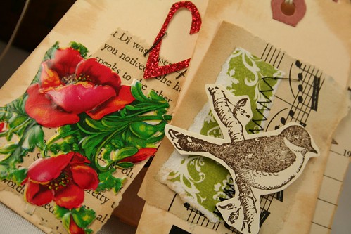 Vintage Tags bird and flower