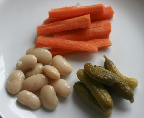 Carrots, butter beans and pickles